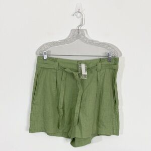 Madewell 8 NWT Green 100%‎ Linen Paperbag Drapey Natural Fiber Shorts